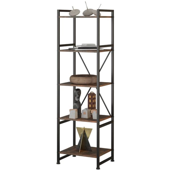 Reol Manchester 47,5 x 34,5 x 151,5 cm - Industrielt mørkt træ, rustikt