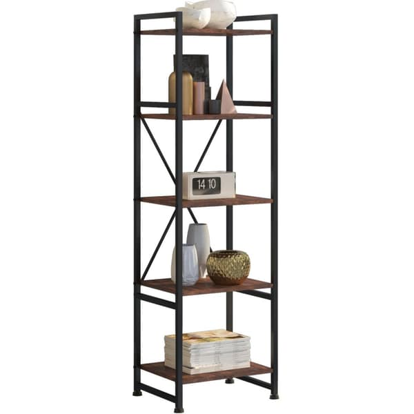 Reol Manchester 47,5 x 34,5 x 151,5 cm - Industrielt mørkt træ, rustikt