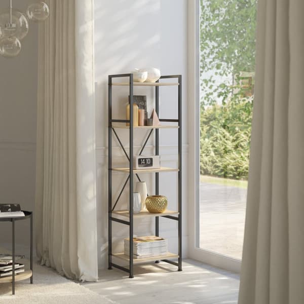 Reol Manchester 47,5 x 34,5 x 151,5 cm - Industrielt lyst træ, egetræ Sonoma