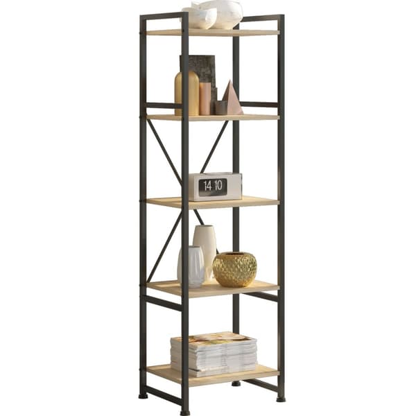Reol Manchester 47,5 x 34,5 x 151,5 cm - Industrielt lyst træ, egetræ Sonoma