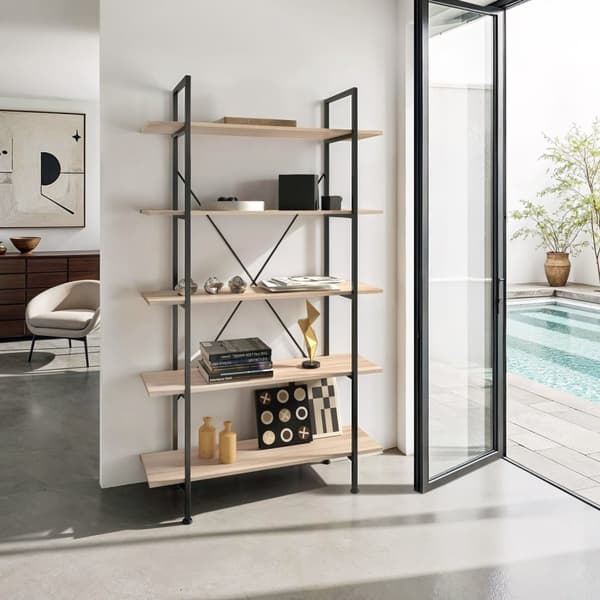 Reol Glasgow 106 x 34,5 x 179,5 cm - Industrielt lyst træ, egetræ Sonoma