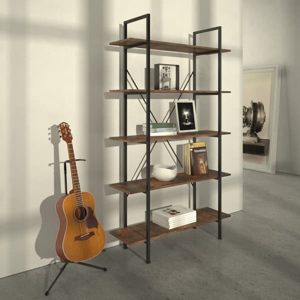 Reol Glasgow 106 x 34,5 x 179,5 cm - Industrielt mørkt træ, rustikt