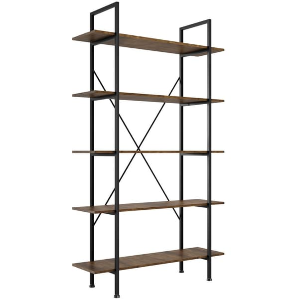 Reol Glasgow 106 x 34,5 x 179,5 cm - Industrielt mørkt træ, rustikt