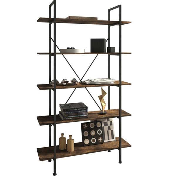 Reol Glasgow 106 x 34,5 x 179,5 cm - Industrielt mørkt træ, rustikt