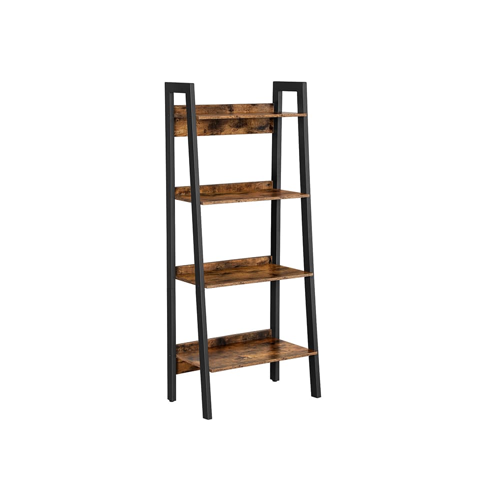 Segenn's Bookcase - Bokhylla - Ladderhylla med 4 nivåer - Metal Frame - Industrial - Vintage Brown -Black