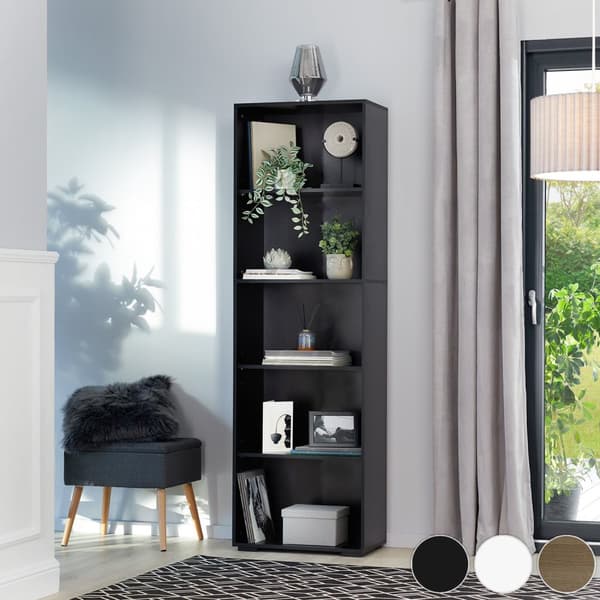 Bogreol Lexi 5 rum 60x30x190cm - sort