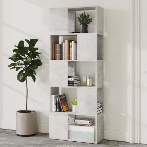 vidaXL Kirjahylly/tilanjakaja betoninharmaa 60x24x155 cm