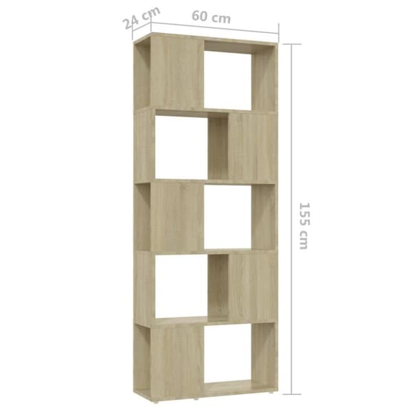 vidaXL bogskab/rumdeler 60x24x155 cm spånplade sonoma-eg