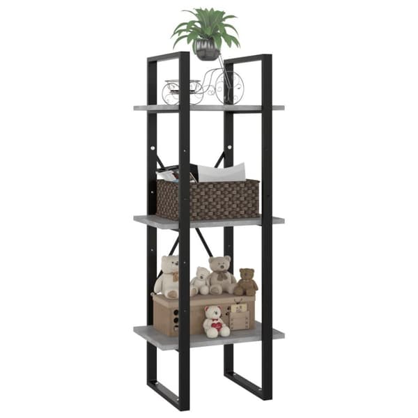 vidaXL Bokhylla 3 hyllor betonggrå 40x30x105 cm konstruerat trä