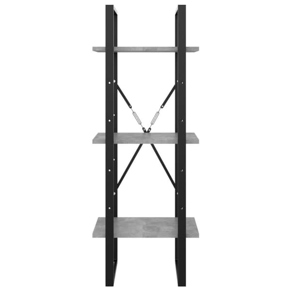 vidaXL Bokhylla 3 hyllor betonggrå 40x30x105 cm konstruerat trä