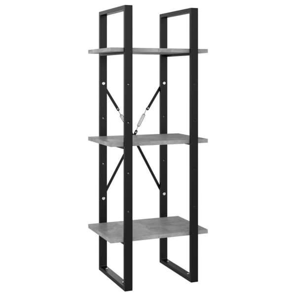 vidaXL Bokhylla 3 hyllor betonggrå 40x30x105 cm konstruerat trä
