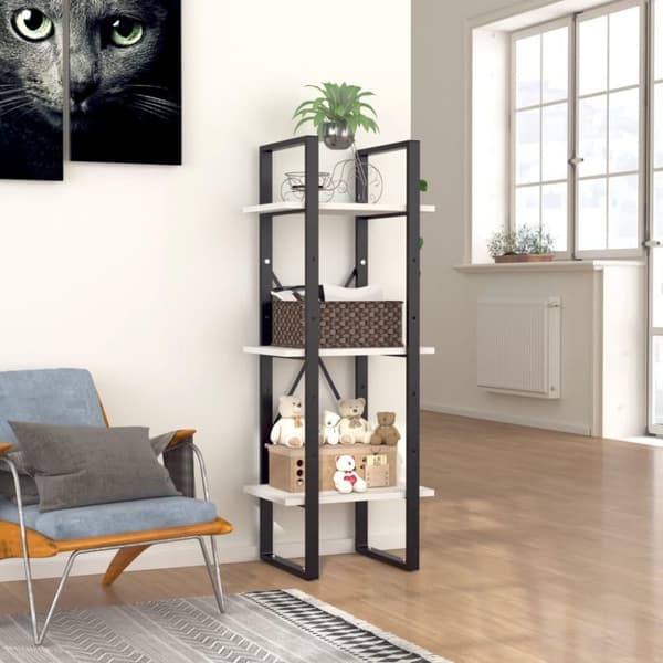 vidaXL bogreol med 3 hylder 40x30x105 cm konstrueret træ hvid