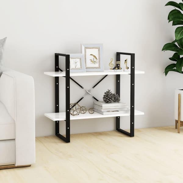 vidaXL bogreol med 2 hylder 80x30x70 cm konstrueret træ hvid