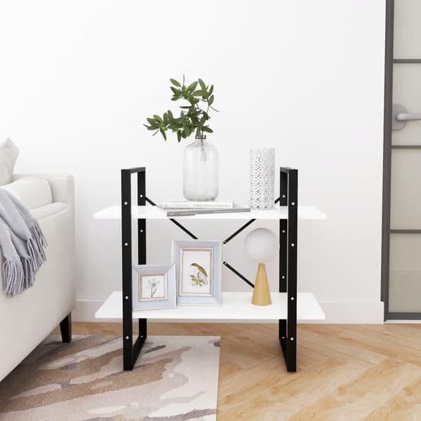 vidaXL bogreol med 2 hylder 80x30x70 cm konstrueret træ hvid