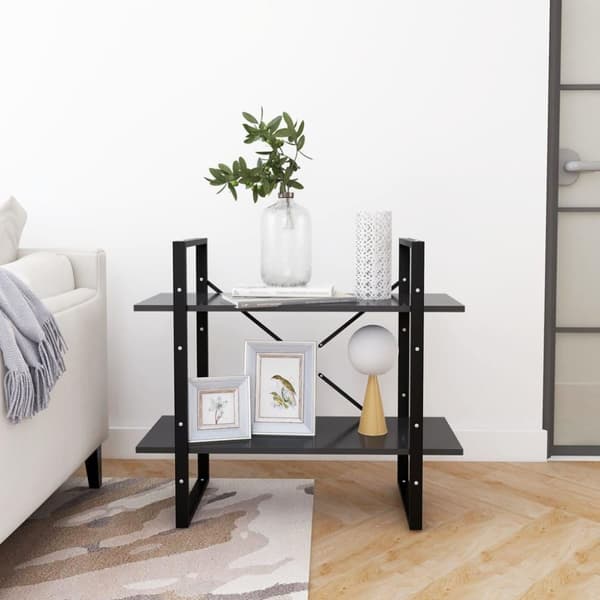 vidaXL Bokhylla 2 hyllplan grå 80x30x70 cm konstruerat trä