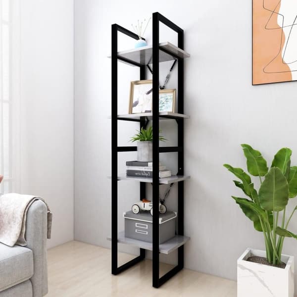 vidaXL bogreol med 4 hylder 40x30x140 cm konstrueret træ betongrå