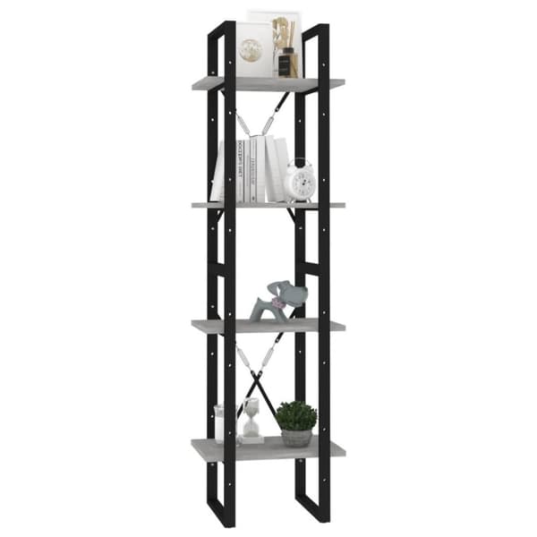 vidaXL bogreol med 4 hylder 40x30x140 cm konstrueret træ betongrå