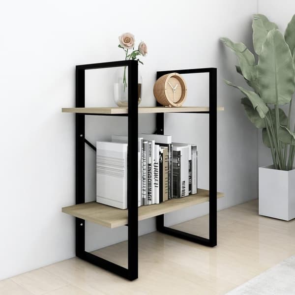 vidaXL bogreol med 2 hylder 60x30x70 cm konstrueret træ sonoma-eg
