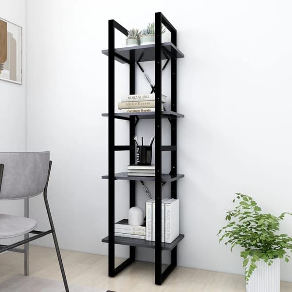 vidaXL bogreol med 4 hylder 40x30x140 cm konstrueret træ grå
