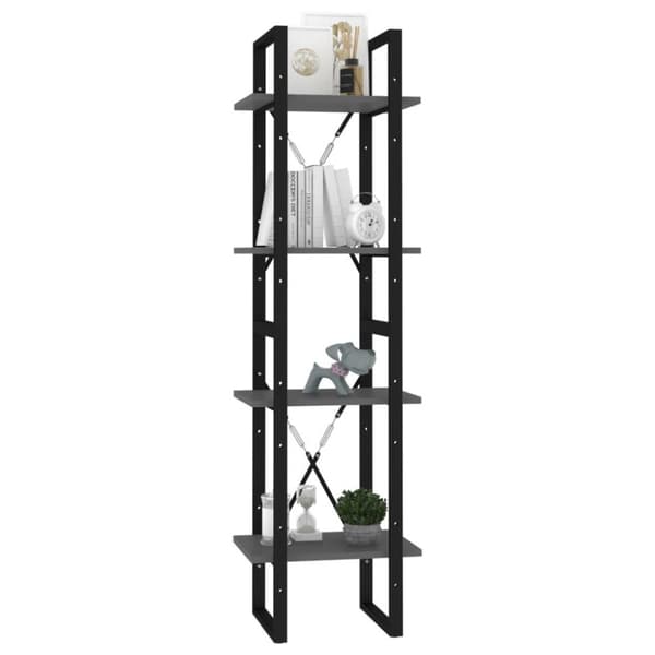 vidaXL bogreol med 4 hylder 40x30x140 cm konstrueret træ grå
