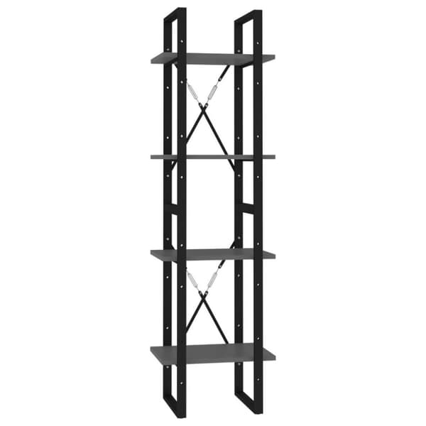 vidaXL bogreol med 4 hylder 40x30x140 cm konstrueret træ grå