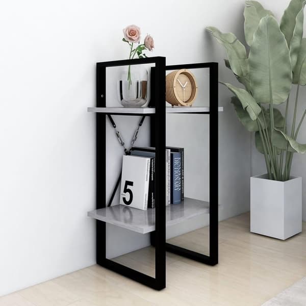 vidaXL bogreol med 2 hylder 40x30x70 cm spånplade betongrå