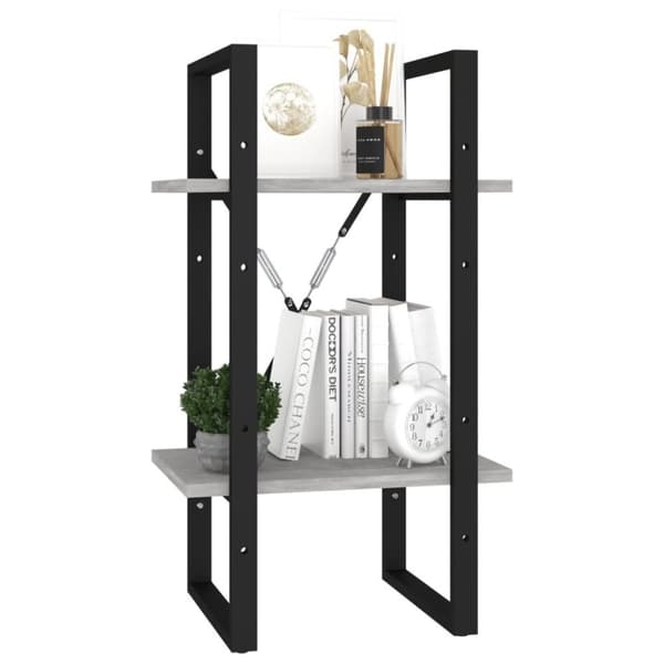 vidaXL bogreol med 2 hylder 40x30x70 cm spånplade betongrå