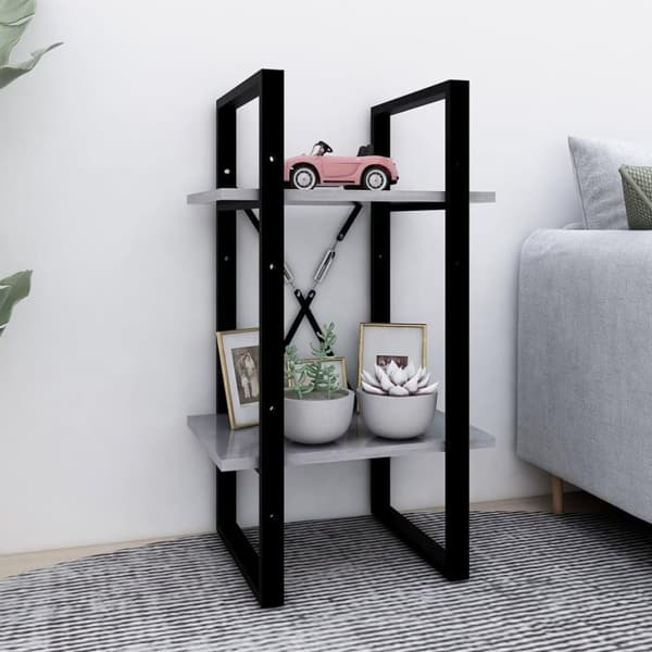 vidaXL bogreol med 2 hylder 40x30x70 cm spånplade betongrå