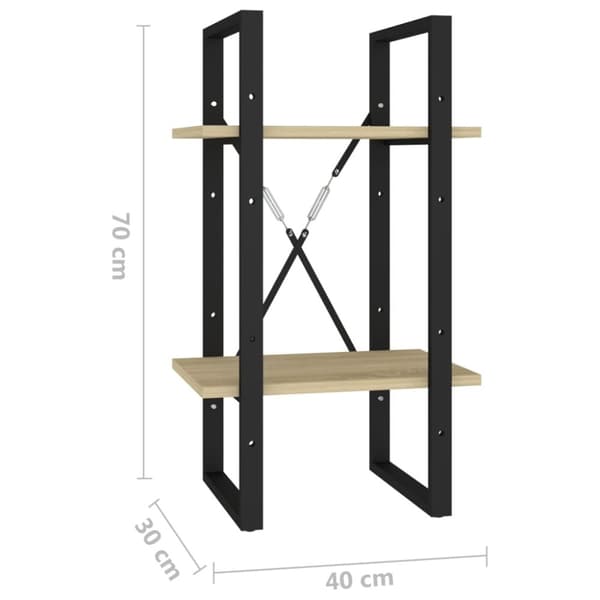 vidaXL Bokhylle 2 nivåer sonoma eik 40x30x70 cm sponplate