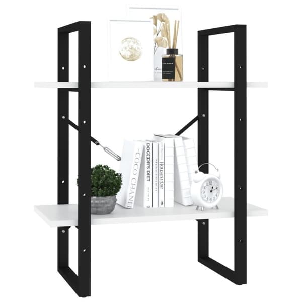 vidaXL bogreol med 2 hylder 60x30x70 cm konstrueret træ hvid