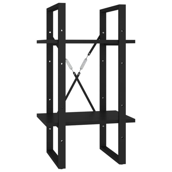 vidaXL Bokhylla 2 hyllplan svart 40x30x70 cm konstruerat trä