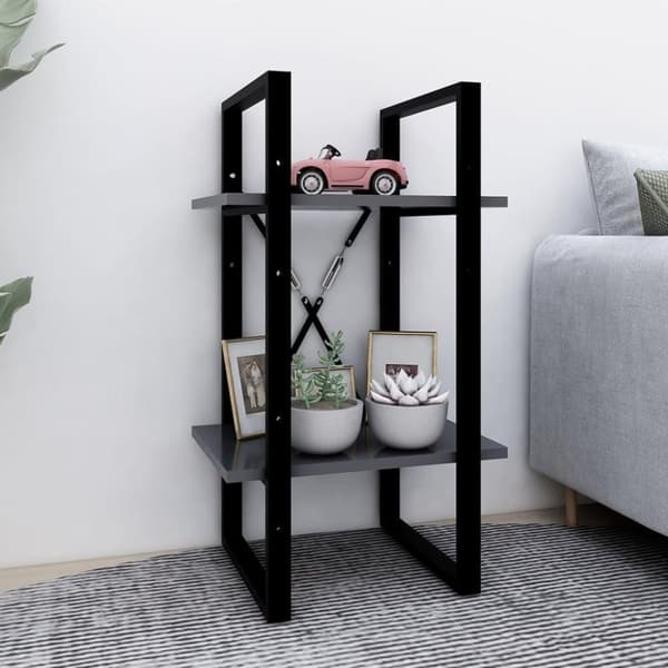 vidaXL bogreol med 2 hylder 40 x 30 x 70 cm spånplade grå
