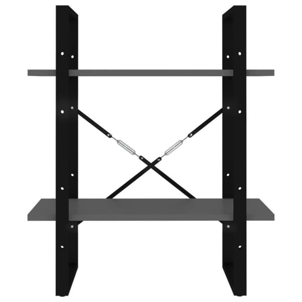 vidaXL bogreol med 2 hylder 60x30x70 cm konstrueret træ grå