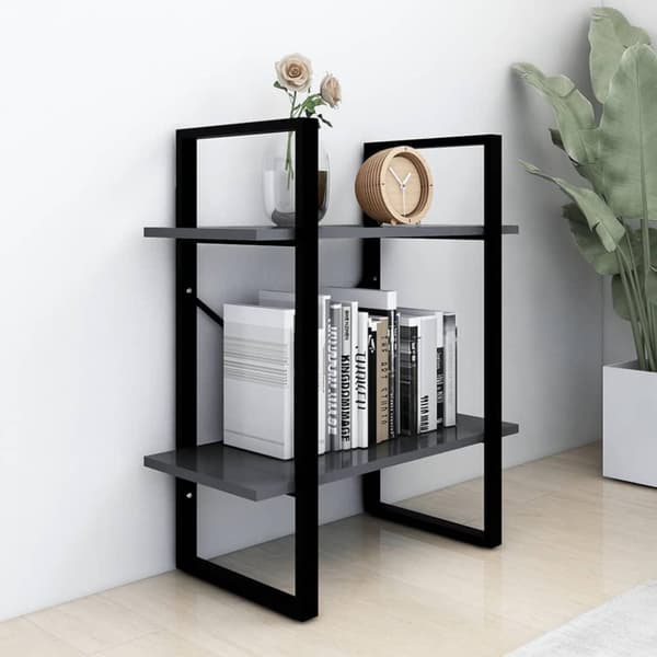 vidaXL bogreol med 2 hylder 60x30x70 cm konstrueret træ grå