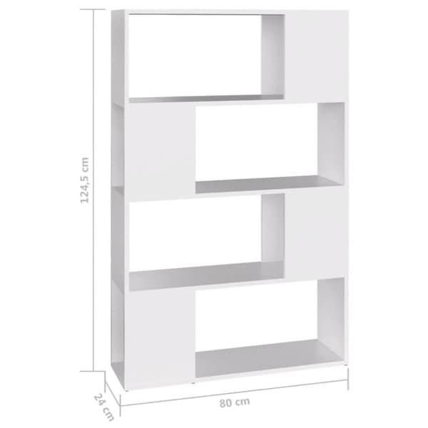vidaXL Bokhylle/romdeler hvit 80x24x124,5 cm sponplate