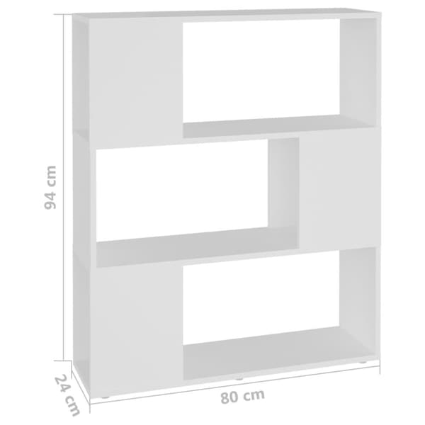vidaXL Bokhylle/romdeler hvit 80x24x94 cm sponplate