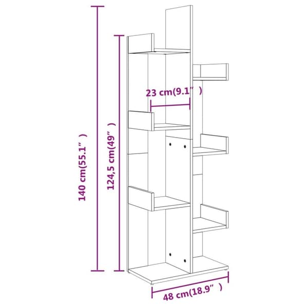 vidaXL bogreol 48x25,5x140 cm spånplade betongrå