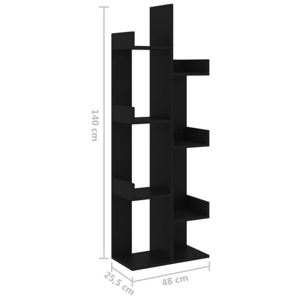 vidaXL Bokhylle svart 48x25,5x140 cm sponplate