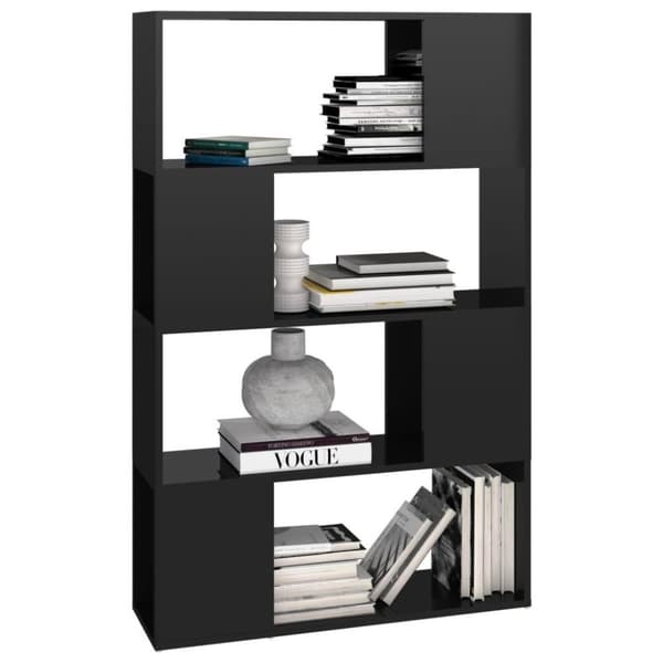 vidaXL bogskab/rumdeler 80x24x124,5 cm spånplade sort højglans