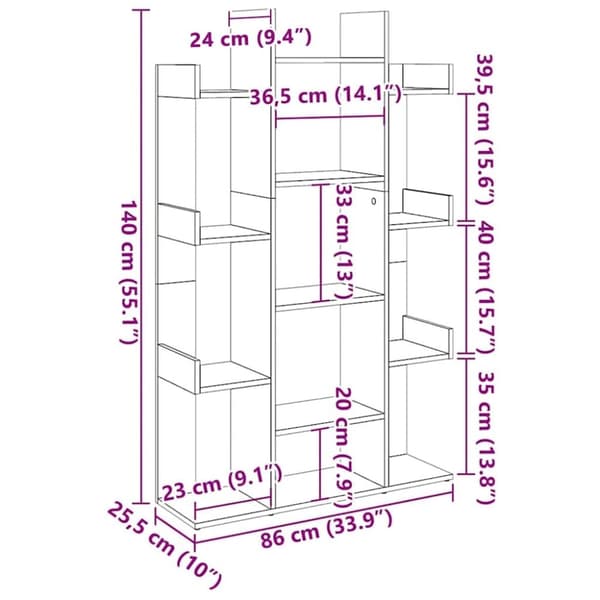vidaXL Bokhylle høyglans hvit 86x25,5x140 cm sponplate
