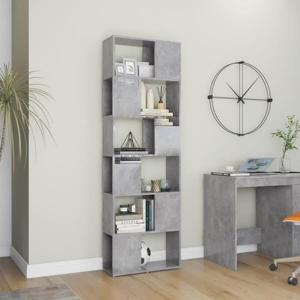 vidaXL Kirjahylly/tilanjakaja betoninharmaa 60x24x186 cm lastulevy