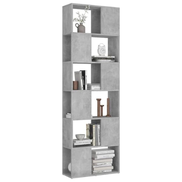 vidaXL Kirjahylly/tilanjakaja betoninharmaa 60x24x186 cm lastulevy