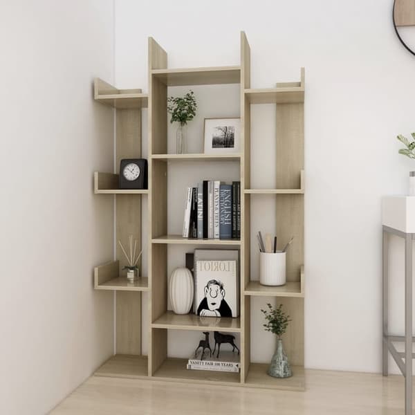 vidaXL bogskab 86x25,5x140 cm spånplade sonoma-eg