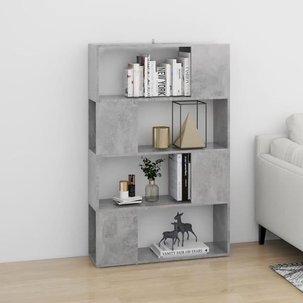 vidaXL bogskab/rumdeler 80x24x124,5 cm spånplade betongrå