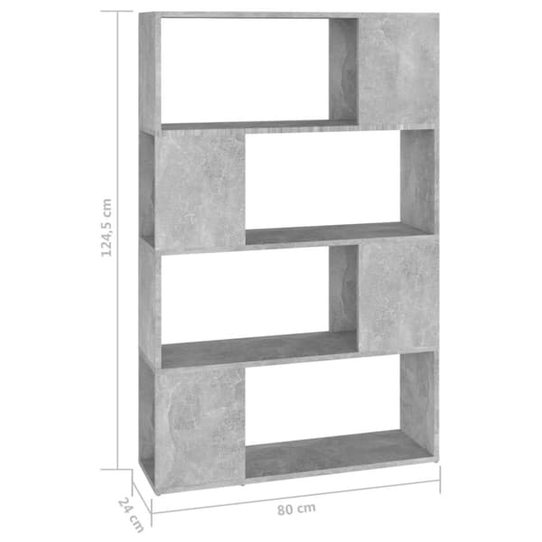 vidaXL bogskab/rumdeler 80x24x124,5 cm spånplade betongrå