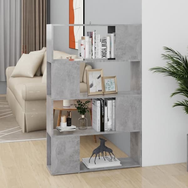 vidaXL bogskab/rumdeler 80x24x124,5 cm spånplade betongrå