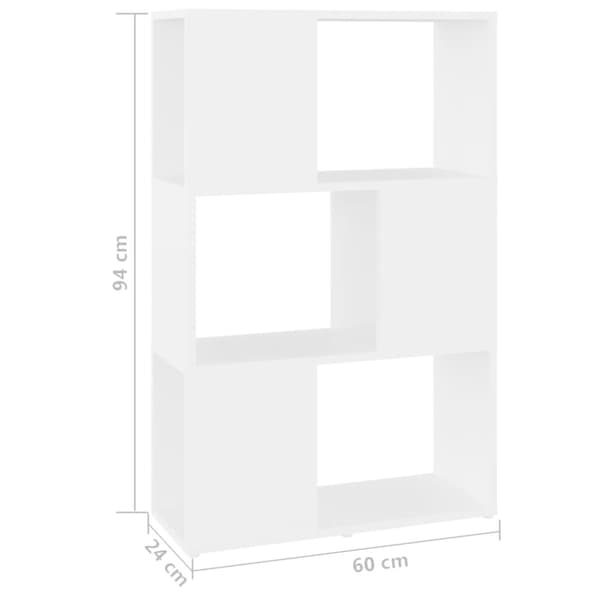 vidaXL bogreol/rumdeler 60x24x94 cm konstrueret træ hvid