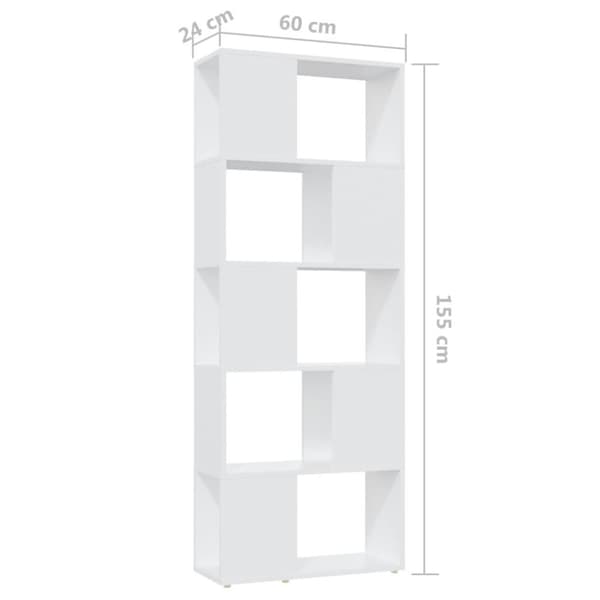 vidaXL Bokhylle/romdeler hvit 60x24x155 cm sponplate