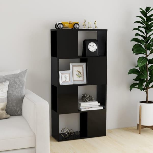 vidaXL Bokhylla Rumsavdelare svart högglans 60x24x124,5 cm