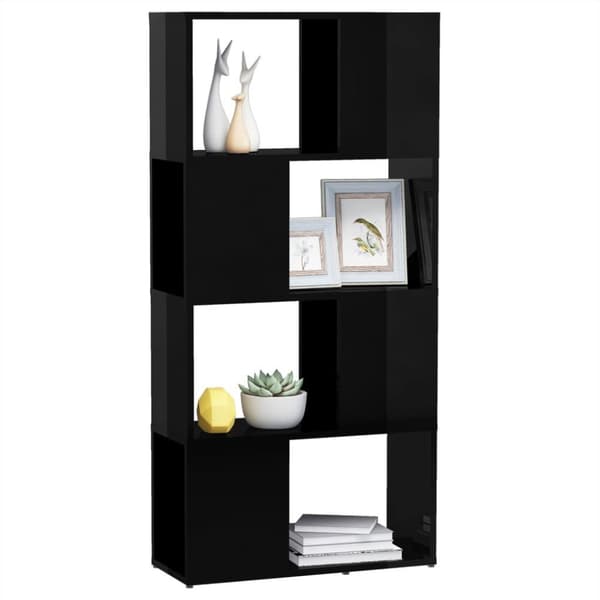vidaXL Bokhylla Rumsavdelare svart högglans 60x24x124,5 cm
